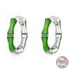 Boucles d'oreilles rondes avec bambou vert - argent sterling 925