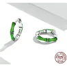 Boucles d'oreilles rondes avec bambou vert - argent sterling 925
