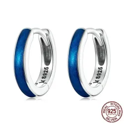 Boucles d'oreilles créoles bleues - Argent 925