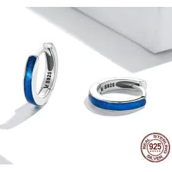 Boucles d'oreilles créoles bleues - Argent 925