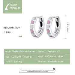Boucles d'oreilles à carreaux contraste rose-blanc - argent sterling 925