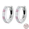 Boucles d'oreilles à carreaux contraste rose-blanc - argent sterling 925