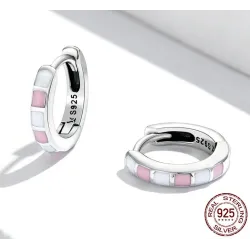 Boucles d'oreilles à carreaux contraste rose-blanc - argent sterling 925
