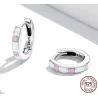 Boucles d'oreilles à carreaux contraste rose-blanc - argent sterling 925
