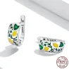 Citron naturel frais / feuilles - boucles d'oreilles clous - argent sterling 925