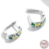 Citron naturel frais / feuilles - boucles d'oreilles clous - argent sterling 925