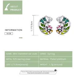 Delicate earrings with mini chameleon - 925 sterling silverEarrings