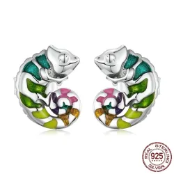 Boucles d'oreilles délicates avec mini caméléon - argent sterling 925