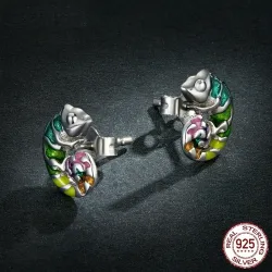 Delicate earrings with mini chameleon - 925 sterling silverEarrings