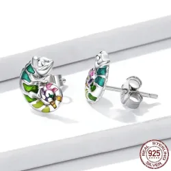 Delicate earrings with mini chameleon - 925 sterling silverEarrings