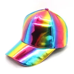 Casquette de baseball arc-en-ciel - cuir verni - style hip-hop