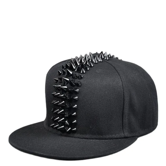 Casquette baseball tendance - snapback plate - avec rivets - style Hip Hop / Punk / Rock