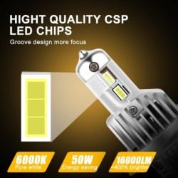Car / motorcycle LED bulb - 6000K - CSP chip - H1 / H3 / H7 / H11 / H4/9003/HB2 Hi/Lo / 9006/HB4 - 2 piecesH1