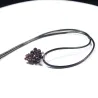 Collier corde - avec pendentif grenat rouge vin cristal