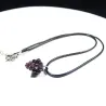Collier corde - avec pendentif grenat rouge vin cristal