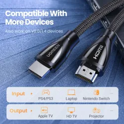 Ugreen - Câble HDMI 2.1 - 8K/60Hz / 4K/120Hz - 48Gbps - HDR10 / HDCP2.2