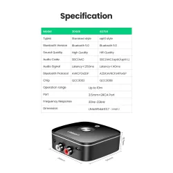UGREEN - Bluetooth 5.0 RCA receiver - aptX LL 3.5mm jack - Aux - wireless adapterSplitters