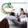 Oreiller en forme de dragon blanc / vert - peluche