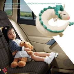 Oreiller en forme de dragon blanc / vert - peluche