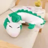Oreiller en forme de dragon blanc / vert - peluche