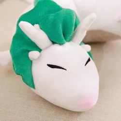 Oreiller en forme de dragon blanc / vert - peluche