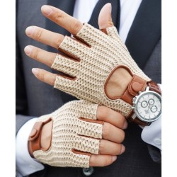 Gants luxueux en peau de mouton - tricotés - design demi-doigts