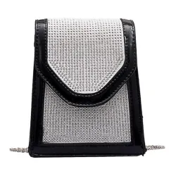 Fashionable small shoulder bag - with rhinestones / chain strapBags