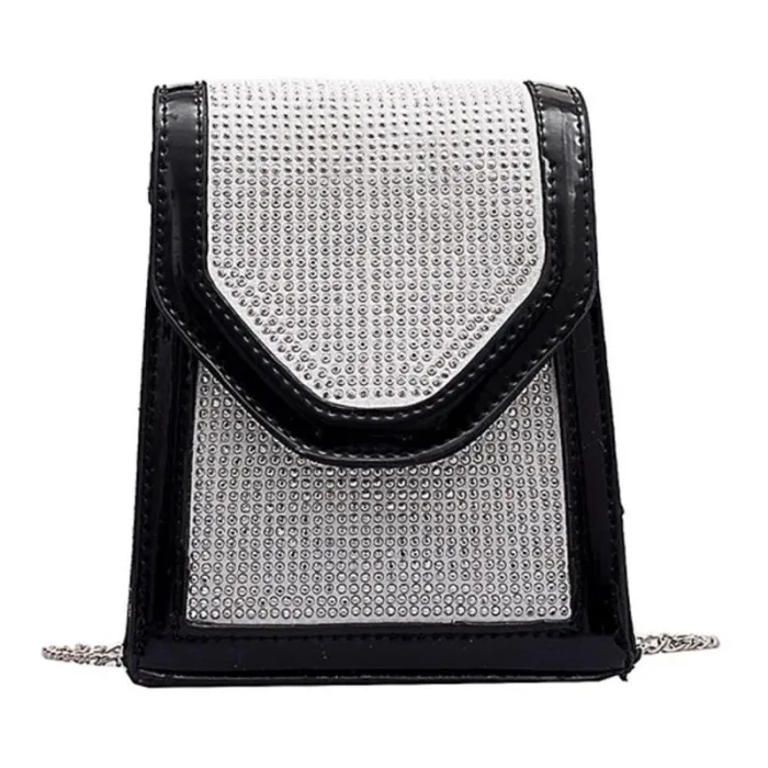 Fashionable small shoulder bag - with rhinestones / chain strapBags