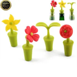 Bouchon de bouteille de vin - silicone - en forme de fleurs