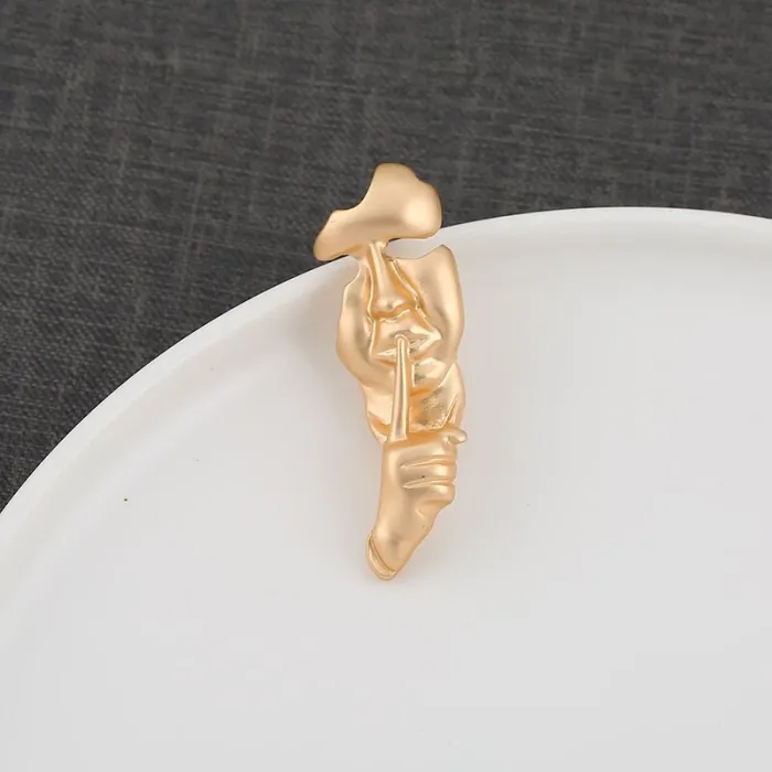 Retro golden brooch - asymmetric abstractBrooches