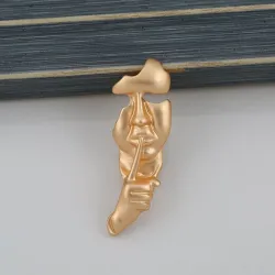 Broche dorée rétro - abstrait asymétrique