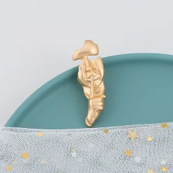 Broche dorée rétro - abstrait asymétrique