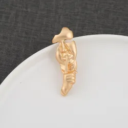 Broche dorée rétro - abstrait asymétrique