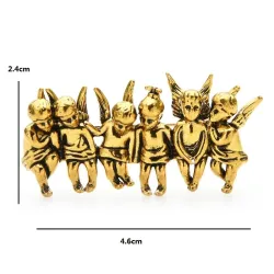 Broche vintage - 6 figurines anges chanceux