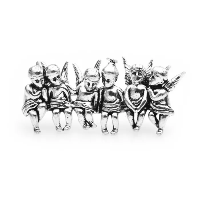 Broche vintage - 6 figurines anges chanceux