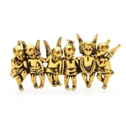 Broche vintage - 6 figurines anges chanceux