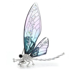 Broche élégante - avec libellule transparente / cristaux