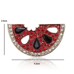 Broche élégante - avec pastèque en cristal rouge