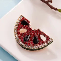 Elegant brooch - with red crystal watermelonBrooches