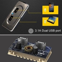 Chargeur de voiture - double ports USB - prise avec indicateur LED bleu - DC5V/3.1A - 12V