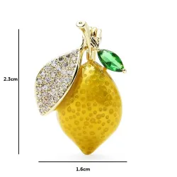 Broche tendance citron jaune / cristaux