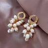 Elegant gold earrings - with multi layers pearlsEarrings