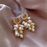 Elegant gold earrings - with multi layers pearlsEarrings