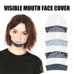 Masque facial / buccal en plastique transparent - avec tissu coloré - anti-buée - bouche visible