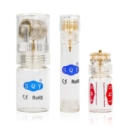 Derma roller - pointes en titane - micro-aiguille 0,25 mm - or - réutilisable