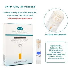 Derma roller - pointes en titane - micro-aiguille 0,25 mm - or - réutilisable