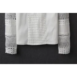 Élégant chemisier blanc à manches longues - dentelle évidée