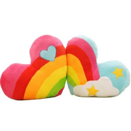 Arc-en-ciel - coeur - nuages - coussin