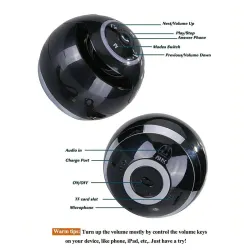 Bluetooth - mini enceinte ronde - LED - avec subwoofer - Hi-Fi - TF - FM - AUX - boule magique