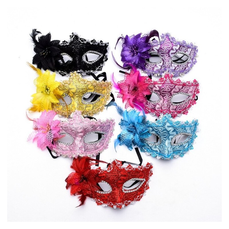 Fashionable Venetian eye mask - with feathers - sexy fox - masquerades / HalloweenMasks